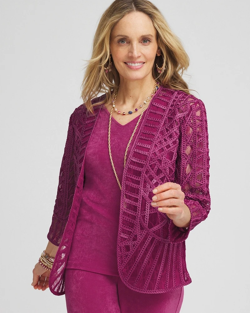 Travelers\u2122 Collection Embroidered Lace Cutwork Jacket