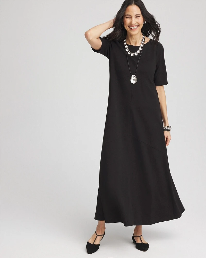 Elbow-Sleeved Maxi Dress