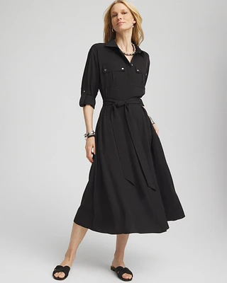 Twill Belted Midi Shirtdress