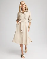 Twill Belted Midi Shirtdress