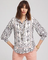 Faux Silk Floral Collared Shirt