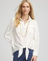 Textured Tie-Front Pullover Top