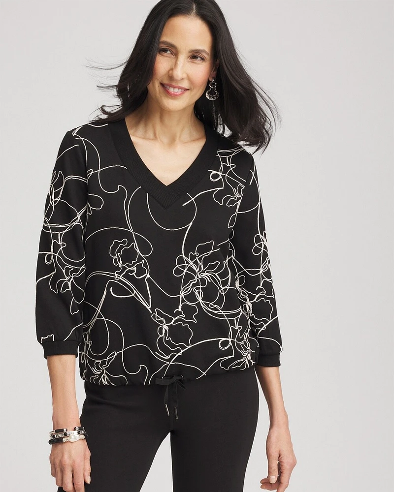 Zenergy\u00AE Double-Knit Embroidered Top