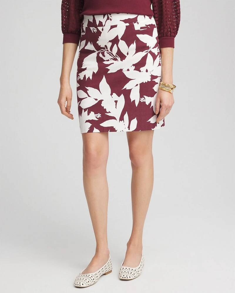 Brigitte\u2122 Slub Floral Pull-On Skort