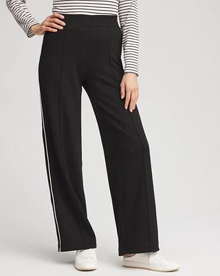 Petite Zenergy\u00AE Double-Knit Striped Wide Leg Pants