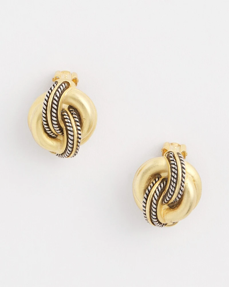 No Droop\u2122 Gold Knot Clip-On Earrings