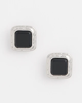 No Droop\u2122 Onyx Square Clip-On Earrings