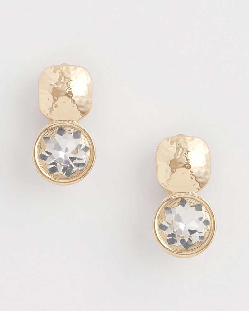 No Droop\u2122 Gold Tone Crystal Clip-On Earrings