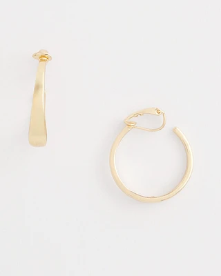 No Droop\u2122 Gold Tone Hoop Clip-On Earrings