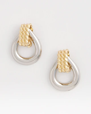 No Droop\u2122 Mixed-Metal Teardrop Clip-On Earrings