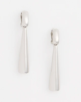 No Droop\u2122 Silver Tone Linear Clip-On Earrings