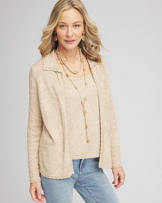 Pointelle Lace Scallop Cardigan