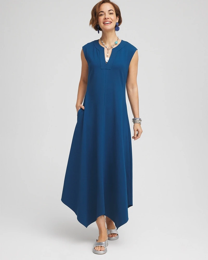 Petite Trapunto Placket Midi Dress