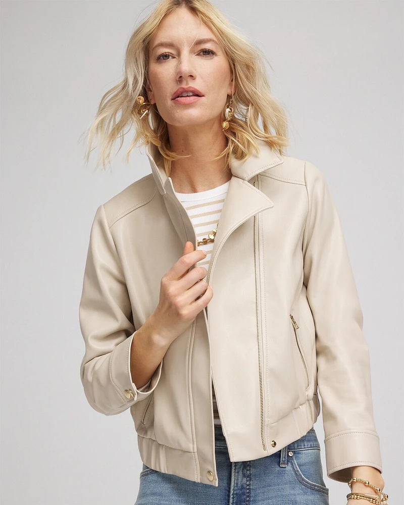 Faux Leather Bomber Jacket