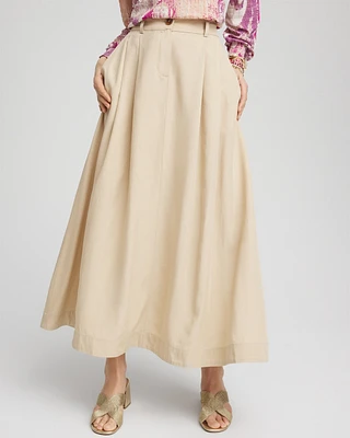 Pleated A-Line Midi Skirt