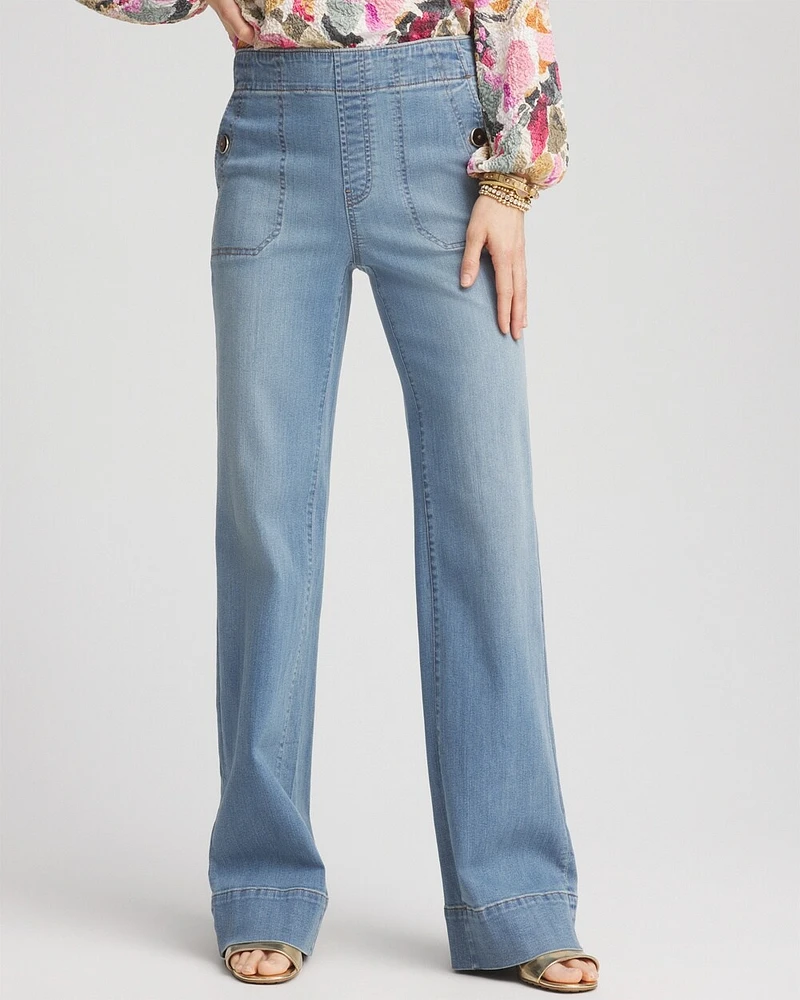 Petite Pull-On Wide-Leg Jeans