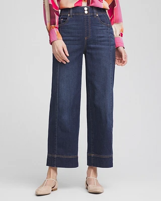 Petite Pull-On Wide-Leg Cropped Jeans