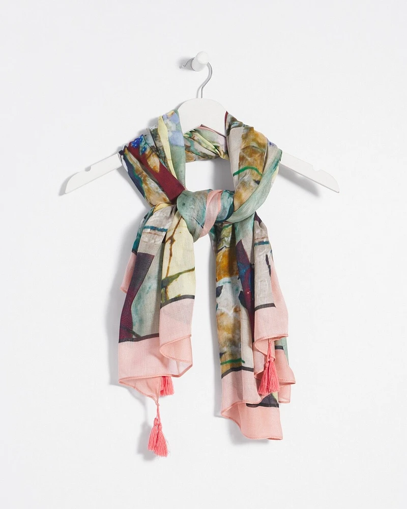 Tassel Abstract Square Scarf