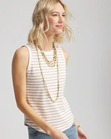 Striped High-Neck Ribbed Tank