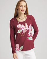 Touch of Cool\u2122 Gathered Sleeve Floral Print Tee