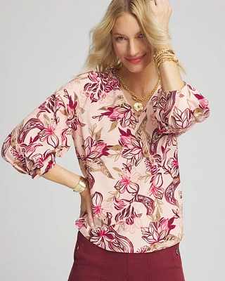 Floral Tuck Sleeve Tee