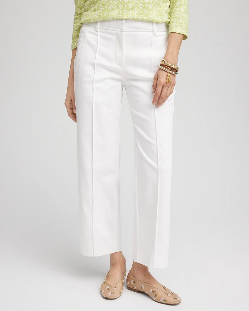 Sateen Straight-Leg Cropped Pants