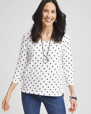 Polka-Dot Slub Scopp-Neck Tee