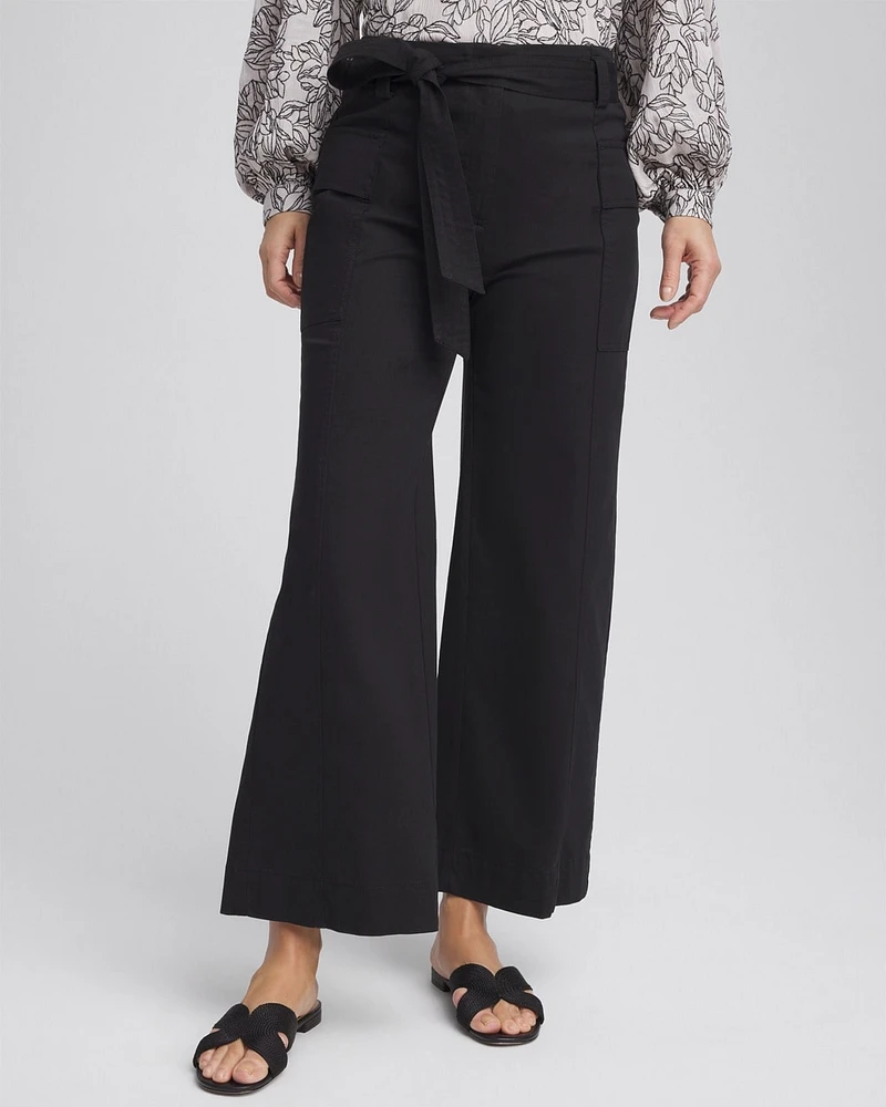 Belted Twill Utility Cropped Pants