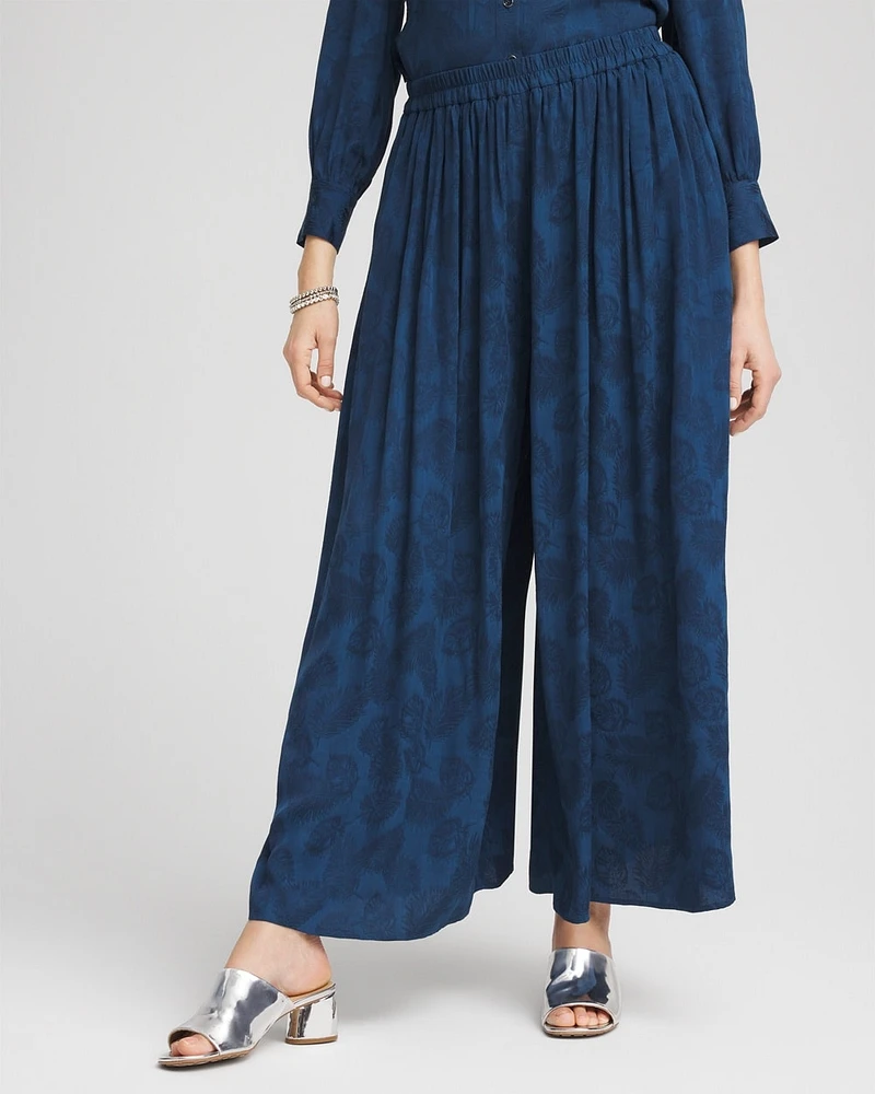 Jacquard Culotte Wide-Leg Pants