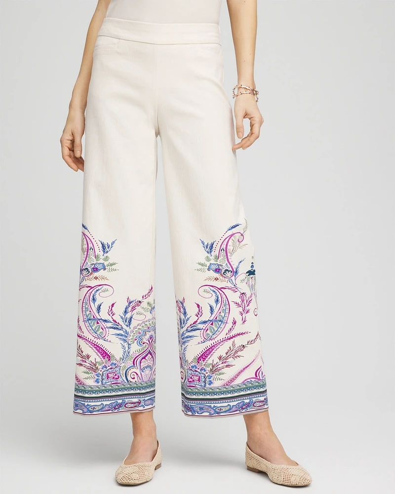 Brigitte\u2122 Paisley Wide-Leg Cropped Pants