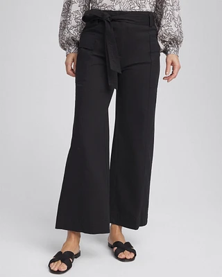 Petite Belted Twill Utility Cropped Pants