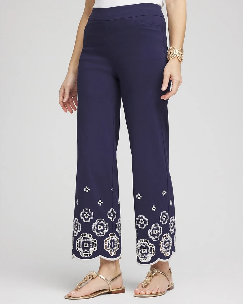 Petite Brigitte\u2122 180 Embroidered Wide-Leg Cropped Pants