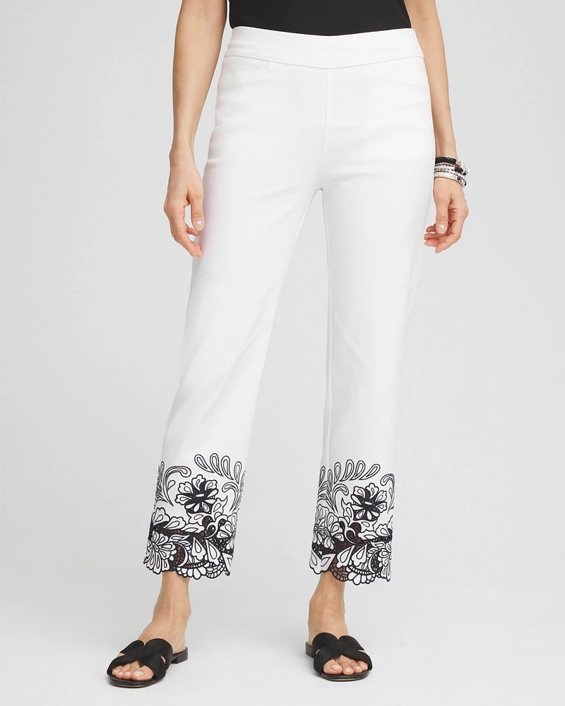 Petite Brigitte\u2122 Lace Embroidered Cropped Pants