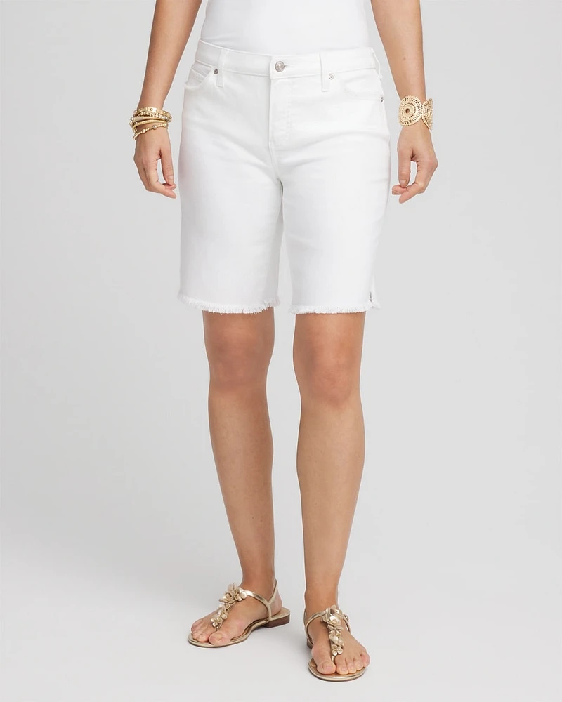 So Slimming\u00AE Frayed Girlfriend Jean Shorts