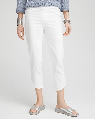 No Stain Pull-On Dolphin-Hem Capri Jeans