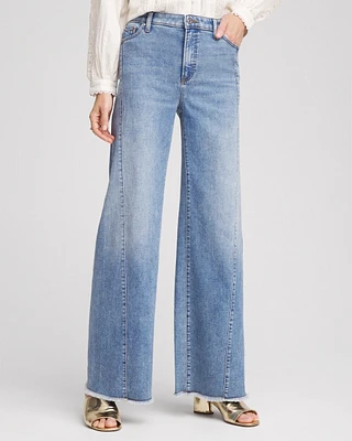 High-Rise Wide-Leg Frayed Jeans