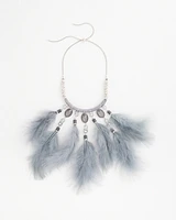 Feathered Embellished Collar Necklace