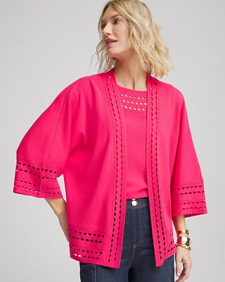 Cutout Open-Front Cardigan