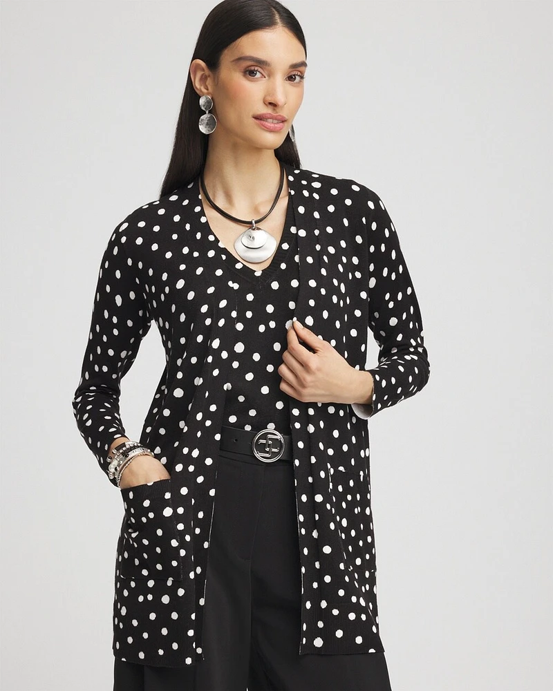 Dots Open-Front Cardigan