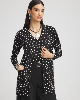 Dots Open-Front Cardigan