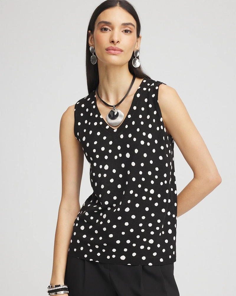 Dots Sleeveless V-Neck Sweater Tank