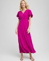 Flutter Sleeved Jersey Maxi Dress