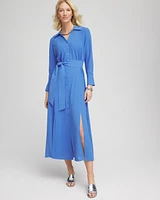 Belted Split Hem Maxi Shirtdress