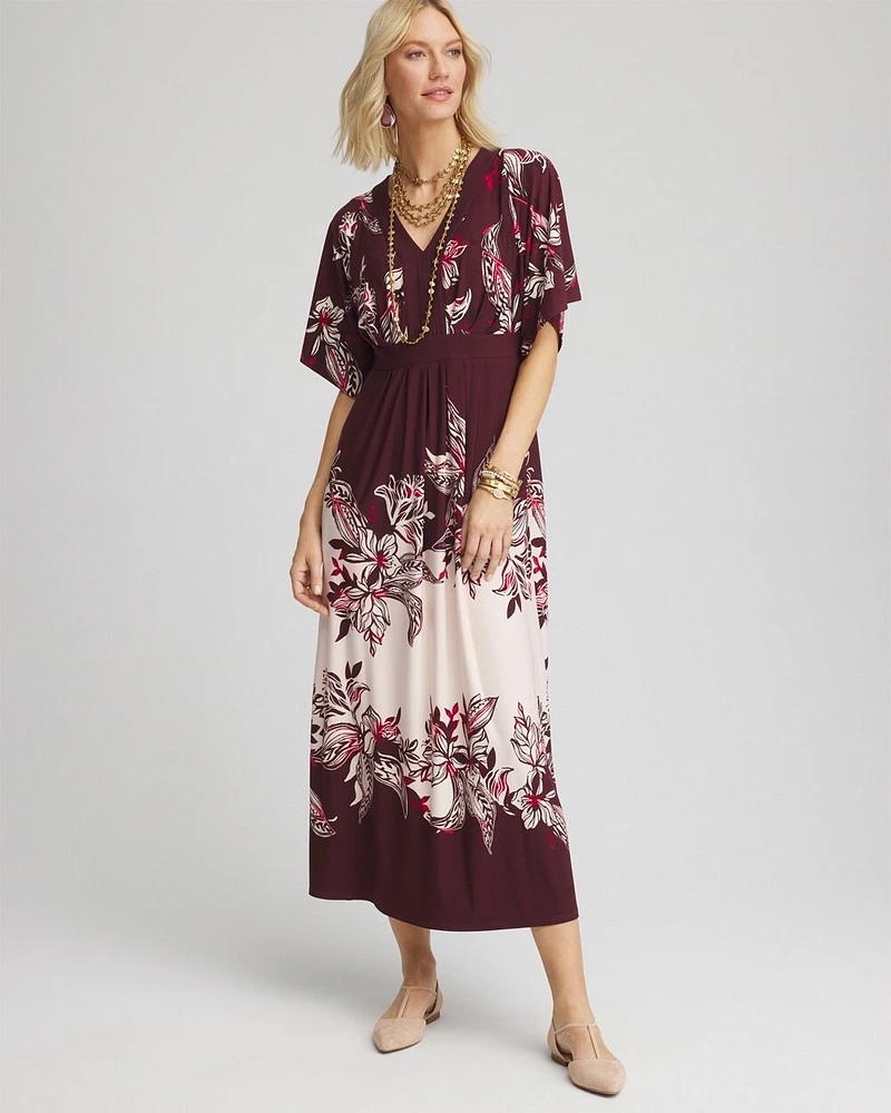 Petite Floral Flutter-Sleeve Maxi Dress