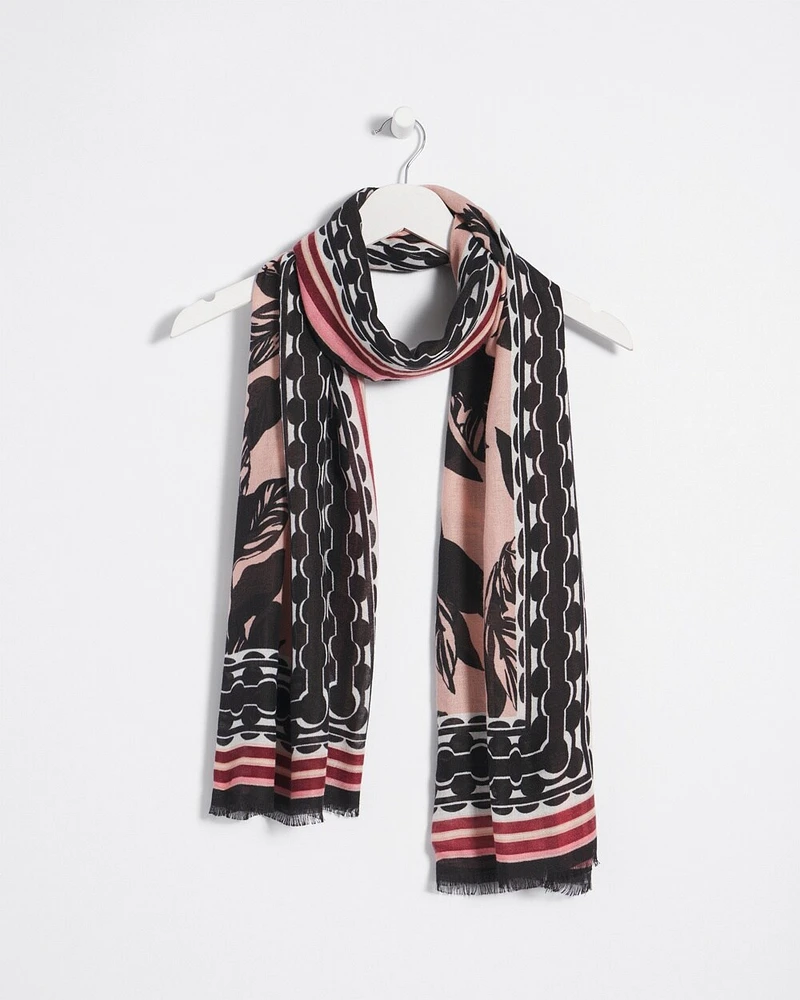 Floral Border Oblong Scarf