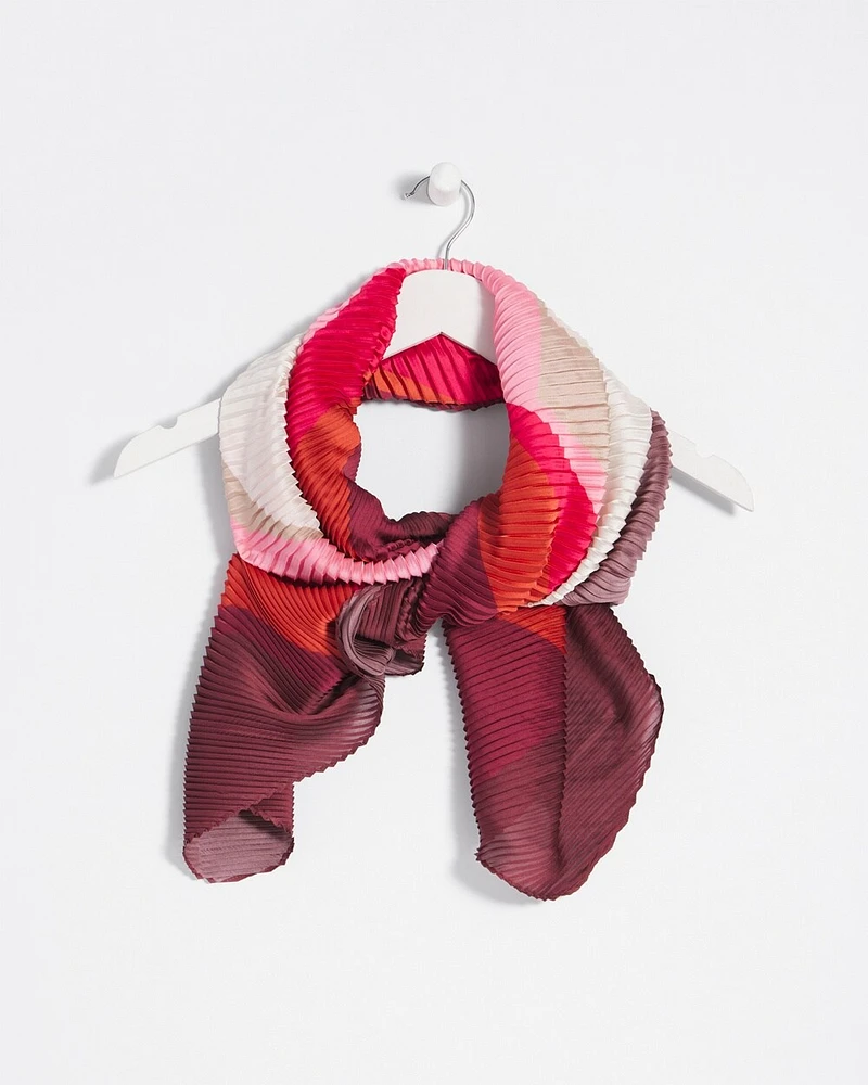 Pleated Colorblock Print Scarf