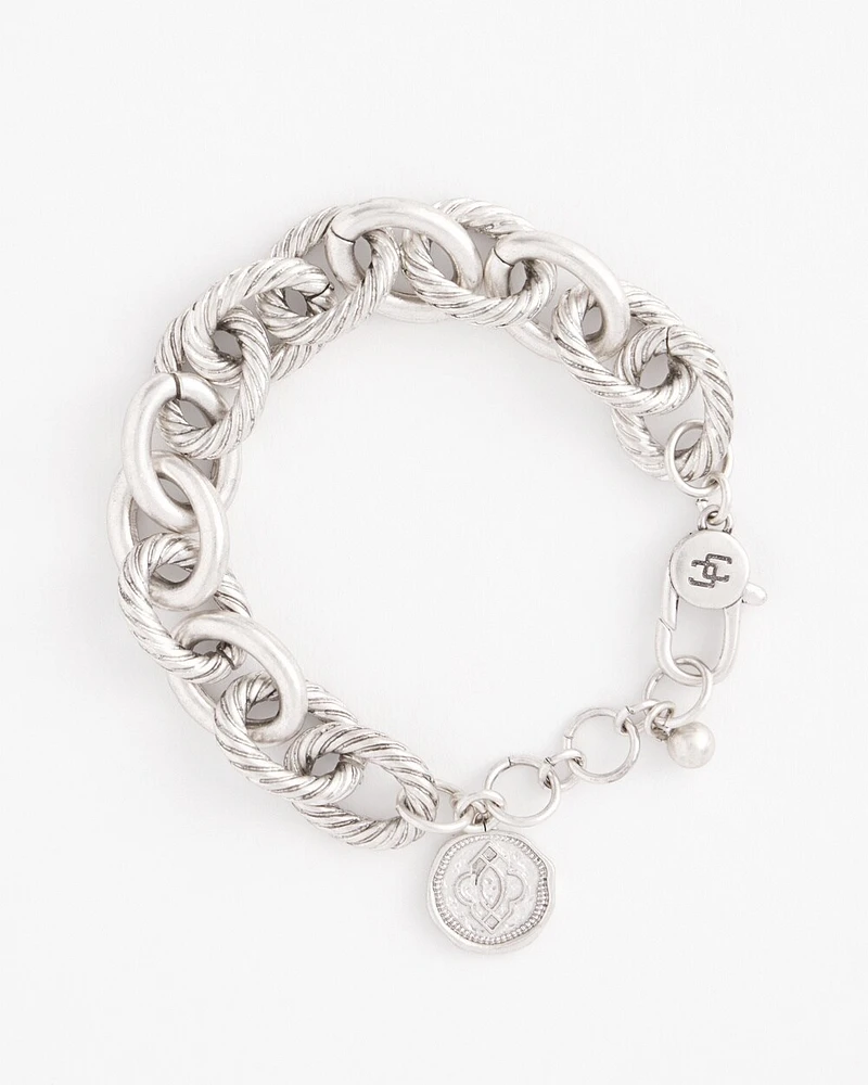 Silver-tone Textured Chain Bracelet