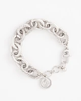 Silver-tone Textured Chain Bracelet