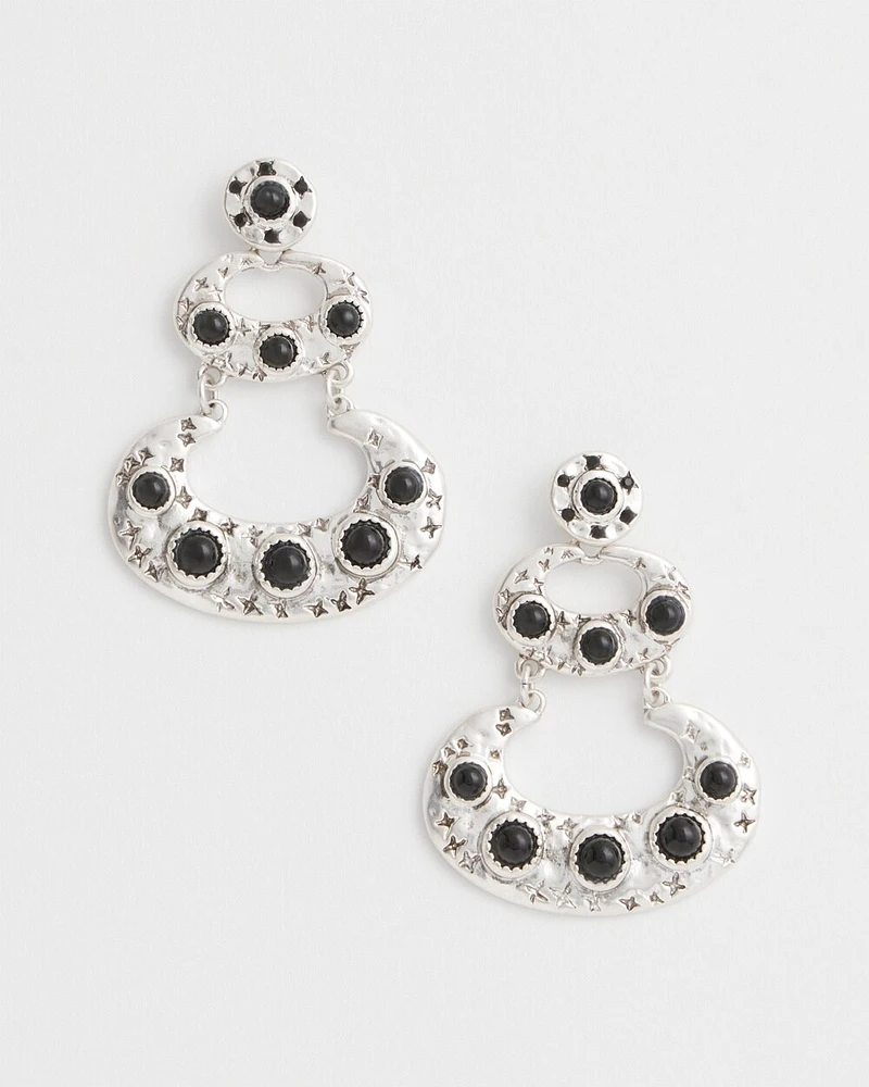 Black & Silver Drop Earrings