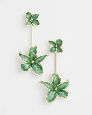 Green Flower Drop Earrings